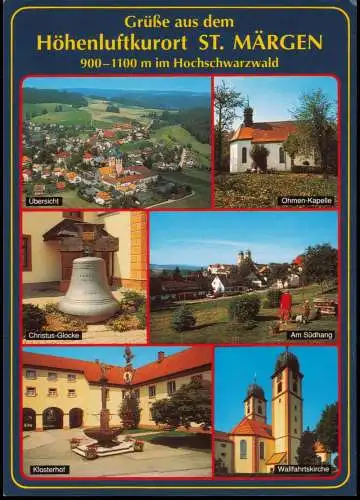 St. Märgen Mehrbild-AK Ortsansichten u.a. Christus-Glocke Ohmen-Kapelle 1994