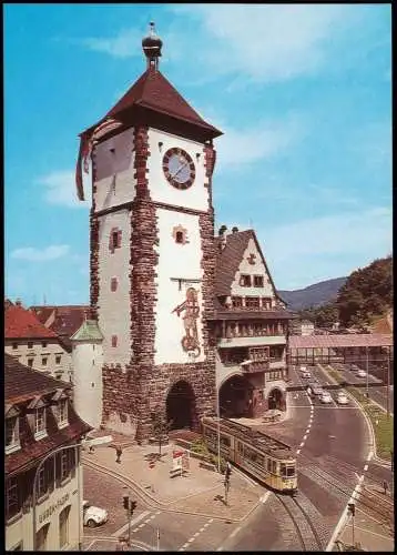 Freiburg im Breisgau Tram Straßenbahn passiert das Schwabentor 1980