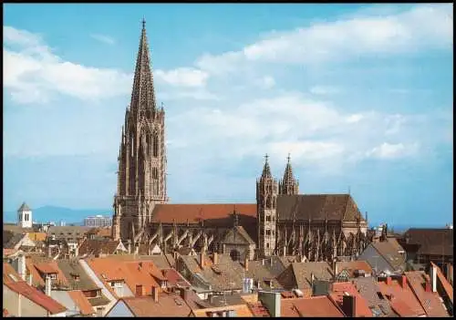 Freiburg im Breisgau Panorama, Blick auf das Münster Unserer Lieben Frau 1980