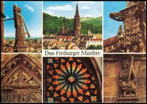 Freiburg im Breisgau Mehrbild-AK u.a. mit Posaunenengel-Wasserspeier 1980