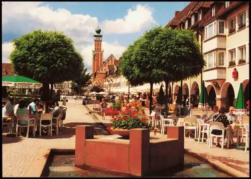 Freudenstadt Ortsansicht, Fußgängerzone mit Außensitz einer Gaststätte/Cafe 1990