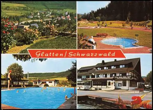 Ansichtskarte Glatten Mehrbild-AK Ortsansichten u.a. Freibad Schwimmbad 1980