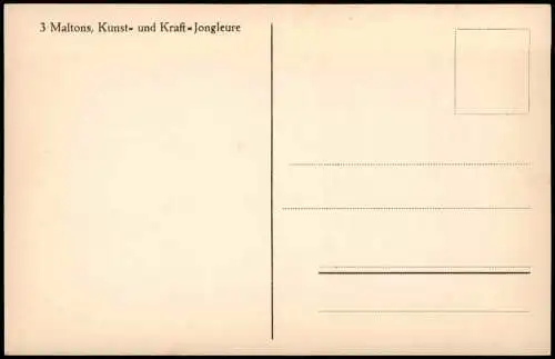 Ansichtskarte  Schausteller 3 Maltons, Kunst- und Kraft-Jongleure 1913