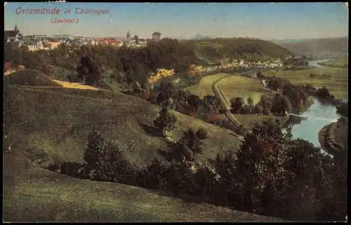 Ansichtskarte Orlamünde Blick auf Saaletal und Stadt 1919