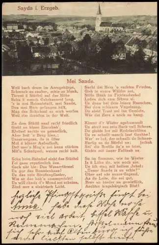 Ansichtskarte Sayda Totale - Gedicht Text Mei Saade 1922