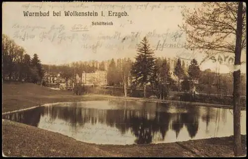 Ansichtskarte Wolkenstein Stadt, Schilfteich 1922  gel. Mischfrankatur