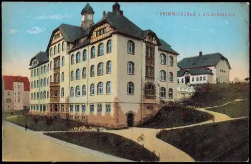 Ansichtskarte Crimmitschau Bezirkschule 1912