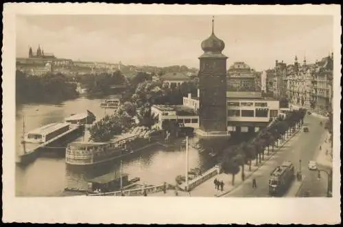 Postcard Prag Praha Manes. Bootsanleger - Straße 1930