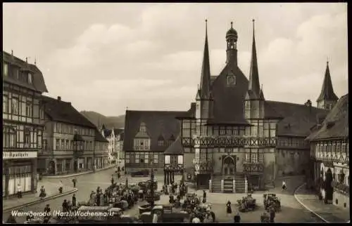 Ansichtskarte Wernigerode Wochenmarkt Fotokarte 1958