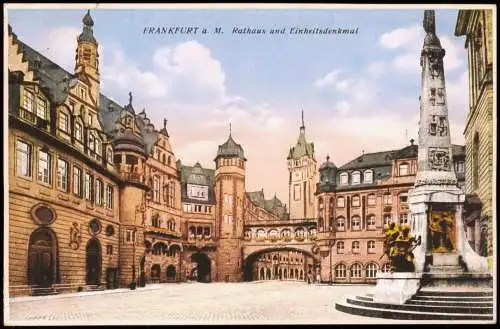 Ansichtskarte Frankfurt am Main Rathaus und Einheitsdenkmal 1929