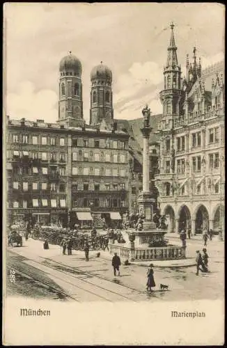 Ansichtskarte München Marienplatz - Künstlerkarte 1907