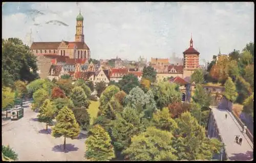 Ansichtskarte Augsburg Partie mit rotem Tor 1917