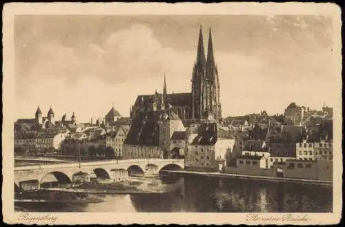 Ansichtskarte Regensburg Steinerne Brücke 1933