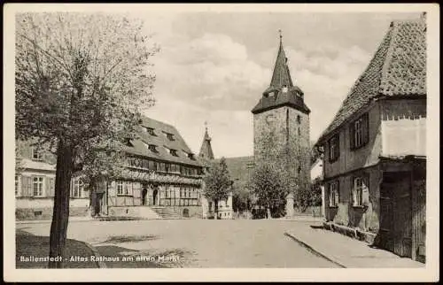 Ansichtskarte Ballenstedt (Harz) Altes Rathaus am Alten Markt 1956