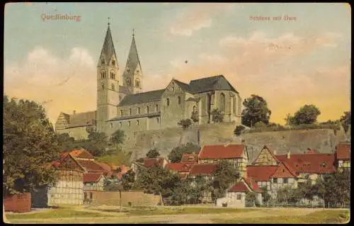 Ansichtskarte Quedlinburg Schloss mit Dom 1915