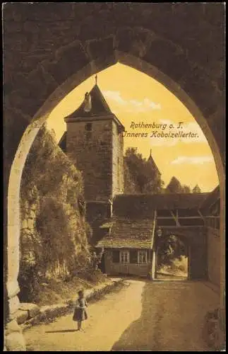 Ansichtskarte Rothenburg ob der Tauber Durchblick Kobolzellertor 1914