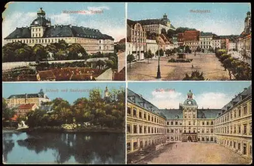 Weißenfels Mehrbild-AK Stadtteilansichten u.a. Schloß Marktplatz 1910