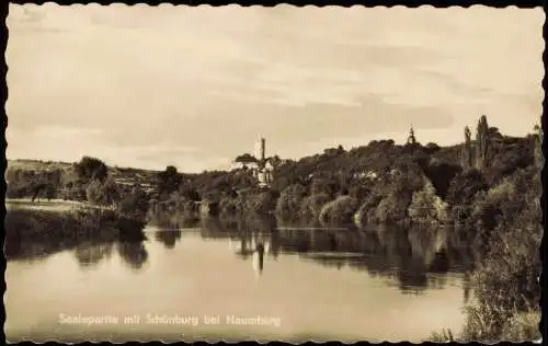 Ansichtskarte Schönburg (Saale) Saalepartie mit Schönburg bel Naumburg 1957