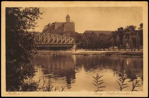 Giebichenstein-Halle (Saale) Burg Giebichenstein und Saale Brücke 1929