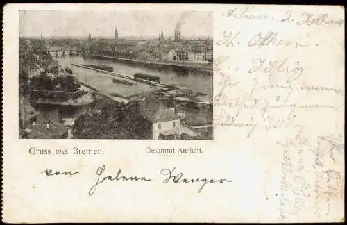 Ansichtskarte Bremen Panorama  Gesamt-Ansicht 1902    ELDAGSEN Ankunftsstempel