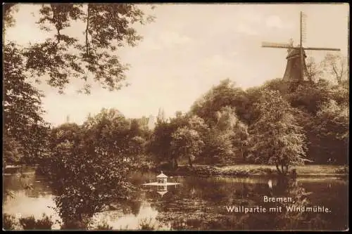 Ansichtskarte Bremen Wallpartie mit Windmühle Mühle am Wall 1910