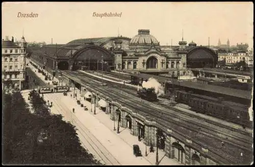 Ansichtskarte Seevorstadt-Dresden Hauptbahnhof Bahnhof (Railway Station) 1910