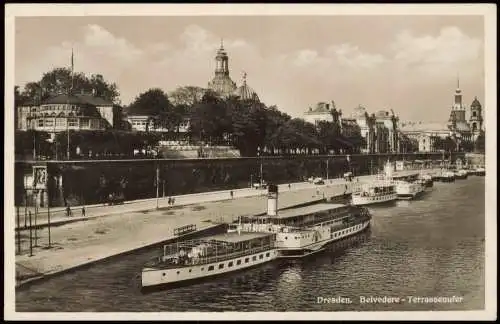 Altstadt Dresden Dampferanlegestelle an der Brühlsche  Terassenufer 1953/1933