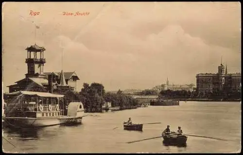 Postcard Riga Rīga Ри́га Dampfer Holzhaus Pavillon Stadt 1906