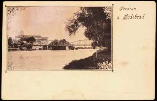 Postcard Bad Podiebrad Poděbrady Stadt und Brücke 1907