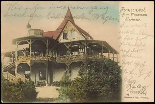 Franzensbad Františkovy Lázně Café-Restaurant Stadtwald. 1901