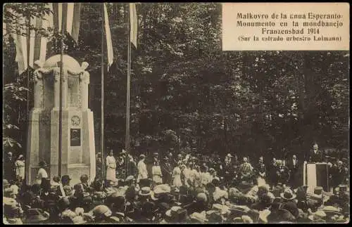 Postcard Franzensbad Františkovy Lázně Einweihung Monumento 1914