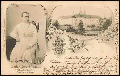 Postcard Tepl Teplá Prälat Helmer Stift 2 Bild Religion 1914  b. Marienbad