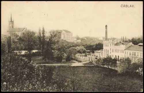 Postcard Tschaslau Čáslav Stadtpartie Fabrik 1920