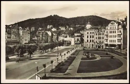 Postcard Karlsbad Karlovy Vary Náměstí presidenta Beneše 1948