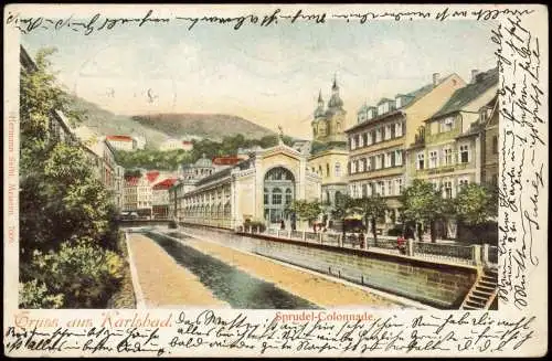 Postcard Karlsbad Karlovy Vary Sprudel-Colonnade 1909