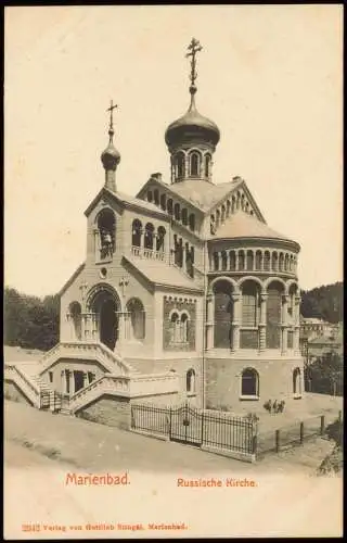 Postcard Marienbad Mariánské Lázně Russische Kirche. 1909