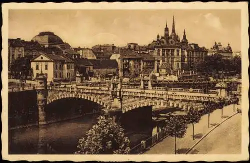 Postcard Pilsen Plzeň Stadtpartie 1951  del. Expres Vignette