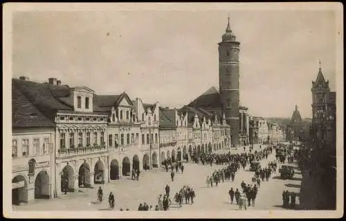 Postcard Taus Domažlice Belebter Markt 1943  bei Pilsen