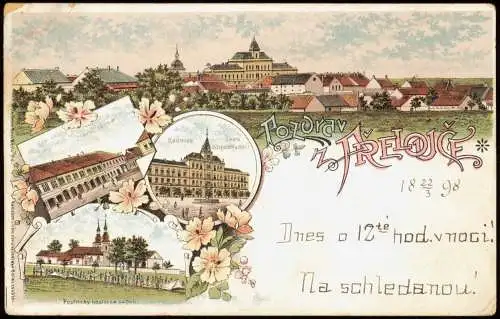 Litho AK Prelauc Přelouč Gruss aus Stadtansichten 1998   b Pardubitz Pardubice