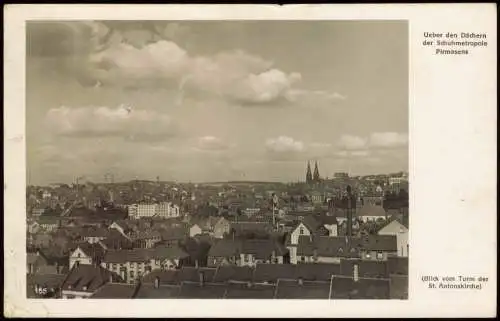 Ansichtskarte Pirmasens über den Dächern der Schuhmetropole 1939