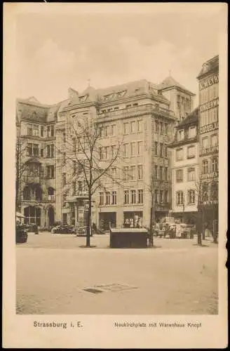 CPA Straßburg Strasbourg Neukirchplatz mit Warenhaus Knopf 1926