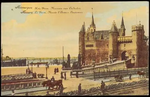 Postkaart Antwerpen Anvers Het Steen. Museum van Oudheden 1914