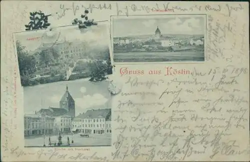 Postcard Köslin Koszalin Stadt Seminar Markt 1898  gel. Schlawe Pommern