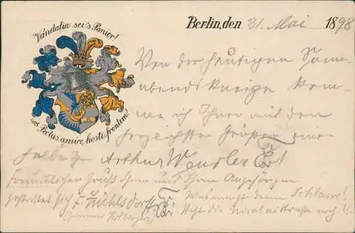 Berlin Burschenschaften  Studentenverbindungen Vandalia   Panier Heraldik 1898