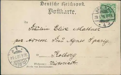 Ansichtskarte Berlin Studenten Burschenschaft Hinterhof 1898   gel nach Kolberg