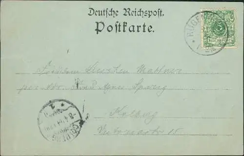 Postcard Rügenwalde Darłowo Stadtpartie Brück Mondschein 1898  Pommern Pomorskie