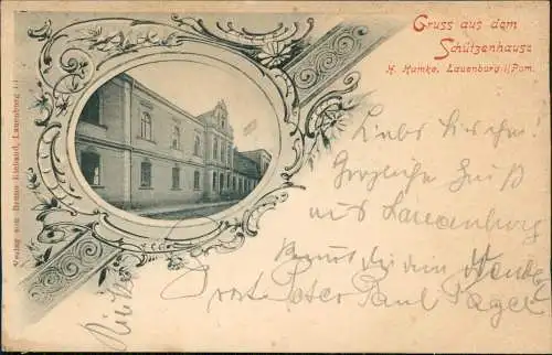 Postcard Lauenburg (Pommern) Lębork Schützenhaus 1898  Pommern