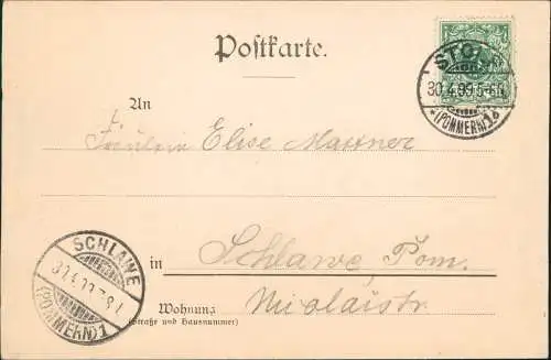 Postcard Glowitz Pommern Główczyce 2 Bild Stadt Kirche 1899  b Stolp Slupsk