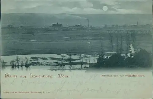 Lauenburg (Pommern) Lębork Mondscheinlitho Fabrikanlagen Stadt 1899