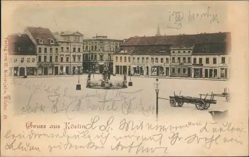 Postcard Köslin Koszalin Marktplatz Geschäfte 1899  Pommern